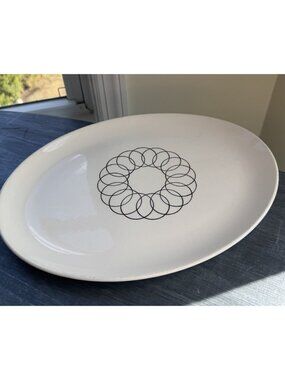 Stetson Ceramic Platter Ovenproof Hand Painted Geometric MCM Atomic Retro VTG